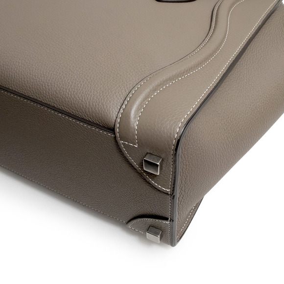 Celine Luggage Micro Shopper Handbag Drummed Calf Leather Suri Greige - Picture 10 of 10